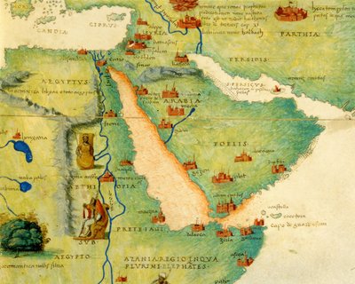 Ethiopia, the Red Sea and Saudi Arabia, from an Atlas of the World in 33 Maps, Venice, 1st September 1553 (Detail) by Battista Agnese